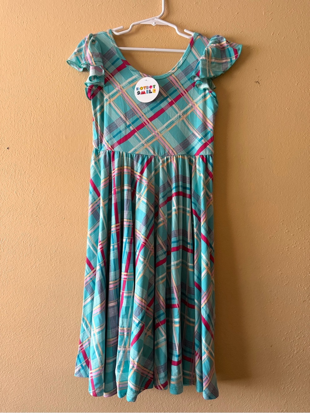 Dot Dot Smile Blue Dress with Pink & Cream Accents